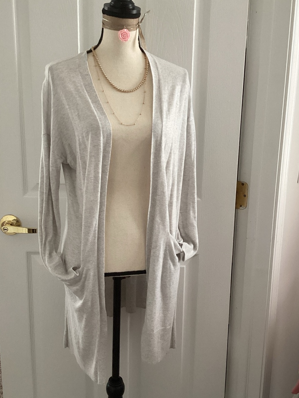 EUC dove grey lightweight cardigan sweater